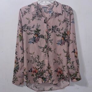 H&M Pink Floral Button Down Shirt